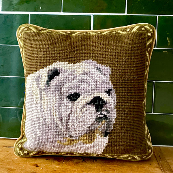 Needlepoint Bulldog Pillo