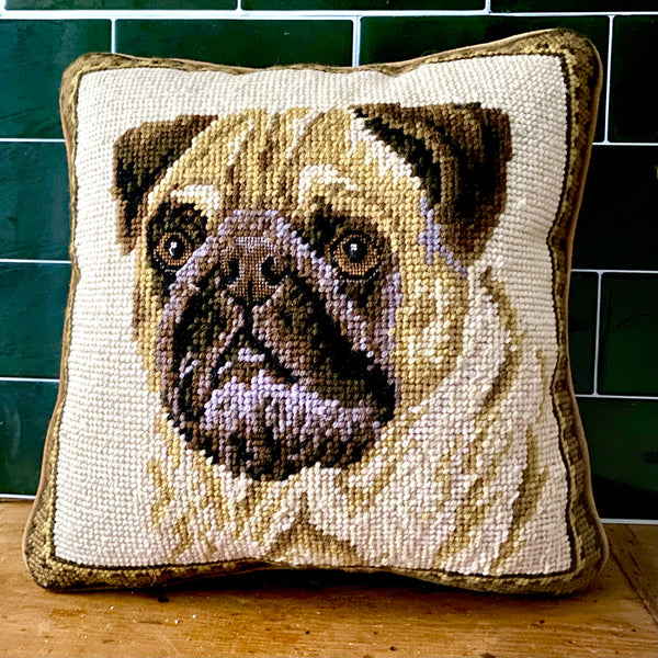 Needlepoint Pug Pillow